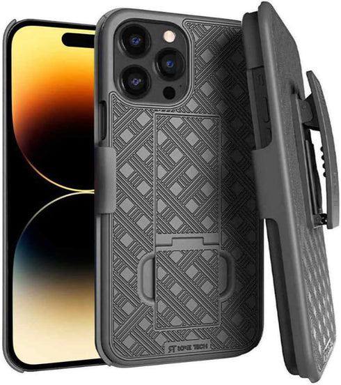 for Apple iPhone 15 Pro Max Case with Belt Clip Holster, Kickstand Slim Cover Phone Case for iPhone 15 Pro Max - Black......