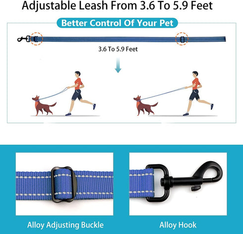 Reflective Dog Collar and Leash Set with Safety Locking Buckle Nylon Pet Collars Adjustable for Small Medium Large Dogs 3 Sizes(Navy Blue&M)...