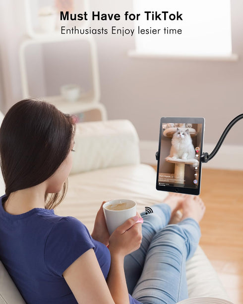 Remote Scrolling Ring for TikTok, 2-in-1 TIK Tok Scroller Ring with Phone Holder, Wireless Page Turner for iPad/iPhone Ebook Reading, Photo Taking...