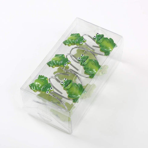CHICTIE Frog Shower Curtain Hooks Rings,Set of 12 Green Decorative Shower Curtain Hooks,Stainless Steel Rustproof Animal Shower Rings for Bathroom...