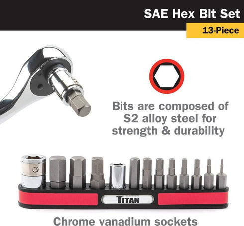 Titan 16111 13-Piece SAE Hex Bit Set...