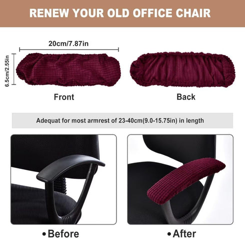 SARAFLORA Office Chair-Arm Cover Stretchable Stain Resistant Spandex Stretch Computer Chair Slipcover for Desk Chairs Arm, Burgundy...