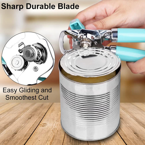 Safe Cut Can Opener Manual handheld, No-Trouble-Lid-Lift Can Opener with Magnet, Built in Bottle Opener, Stainless Steel Sharp Blade, Heavy Duty a...