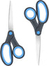 Left Handed Scissors for Adults Kids Student, 8 Inch Lefty Stainless Steel Sharp Blade Soft Comfort-Grip Handles Blunt Scissors, 2-Pack, Black/Blu...