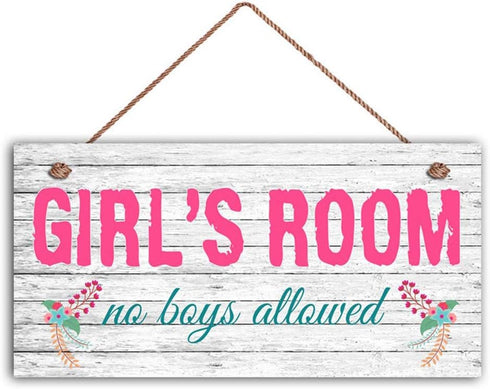 Girl's Room Sign - No Boys Allowed, Nursery Decor, Door Plaque, Birthday Gift, 5" x 10" Sign (E2-WH065)...