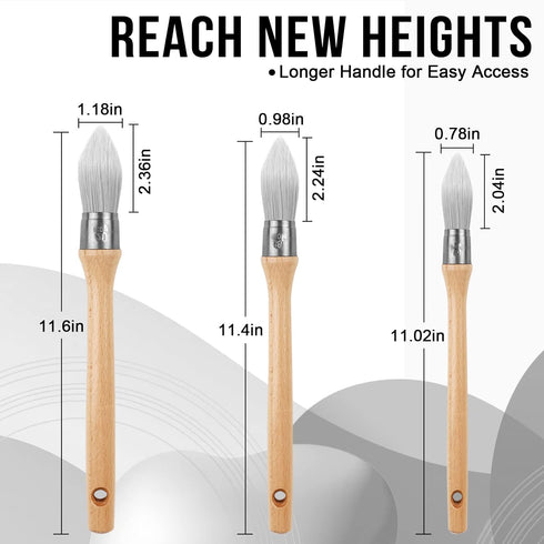 WRAPXPERT Trim Paint Brush,11" Long Handle Edge Painting Tool Kit,Round Trim Brushes for Corner,Touch UPs,Artwork,House Wall Edges 3-Pack...