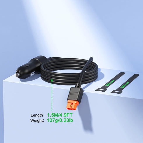 4.9FT Car Cigarette Lighter Plug to XT60I Female Connector Charge Cable, Built-in Resettable Fuse, Working for Portable Solar Generator Power Stat...