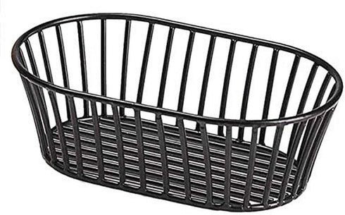 G.E.T. 4-31892 Black 8.5" x 5.5" Stackable Tuscan-Style Oblong Wire Basket Iron Powder Coated Wire Baskets Collection...