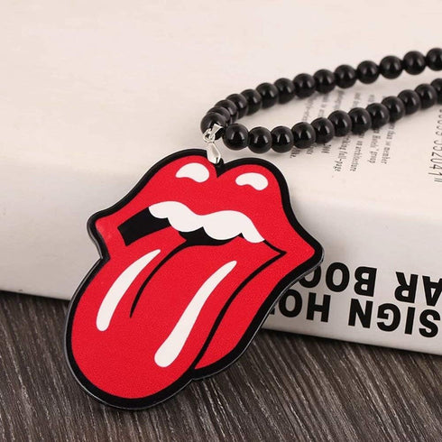 Hip Hop Acrylic Red Lip and Tongue Rearview Mirror Hanging Charm Dangling Beaded Pendant for Car Decoration (lip)...