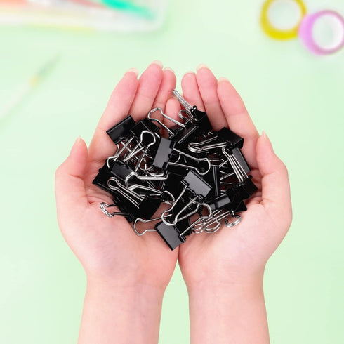 ZZTX Black Binder Clips Paper Clamps Clips Small Size, 0.75 Inches, 36 Pack...