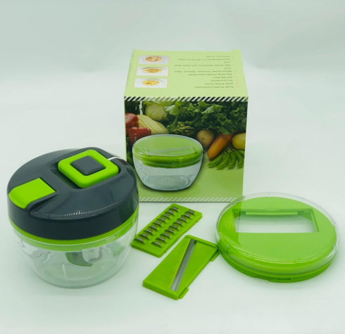 3 in 1 Manual Food Processor Vegetable Chopper dicer for onions garlic fruit nuts Hand Pull String Cutter Slicer Strip Cutter BPA FREE,2 cup,Gray...