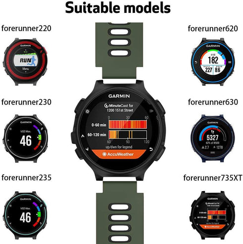 NotoCity Compatible with Forerunner 220 Watch Bands Black Buckle Sport Silicone Watch Strap Replacement for Forerunner 230/220/235/620/630/735XT S...