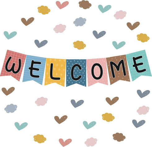 57pcs Boho Rainbow Welcome Banner Welcome Bulletin Board Set for Classroom Decoration Back to School Supplies...