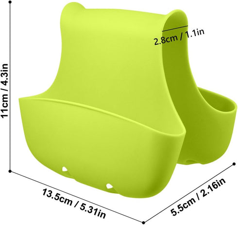 3 Pack Saddle Silicone Sink Caddy, Sponge Soap Brush Holder Basket Organizer Storage for Kitchen (Blue, Green, Pink)...
