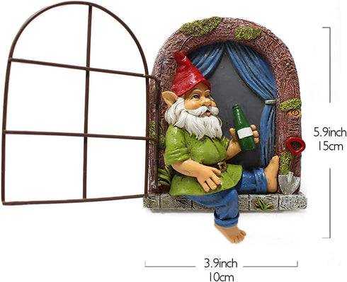 Outdoor Statues Elf Out The Door Tree Hugger, Garden Yard Decorations Tree Sculpture, Garden Gnome Statues, Garden Peeker Yard Art Ornaments, Pati...