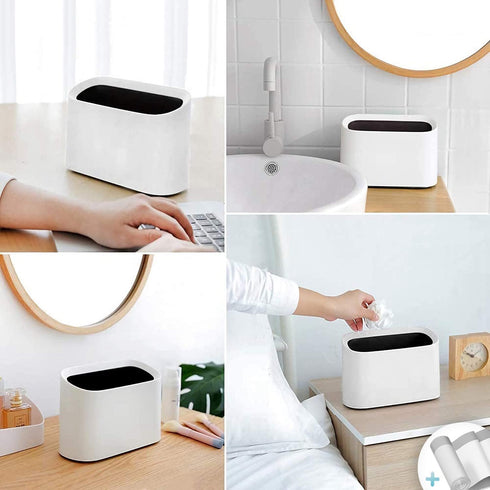 AYADA Tiny, Desk Mini Trash Can, Trash Bin, Waste Basket 1.5 L Desktop, Countertop, Makeup Tabletop Trash Can Little Cute Plastic (White)...