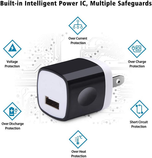 Wall Adapter 10 Pack,UorMe 1A 5V Single Port Charger Power USB Plug Charging Cube Block Box Compatible iPhone 14 13 12 SE 11, Galaxy S23 Ultra S22...