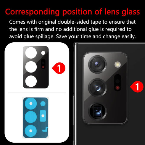 2PCS Soaosdr Original Back Rear Camera Lens Glass Replacement for Galaxy Note 20 Ultra 6.9 inch with Lens Protective Film+pre-Installed Adhesive+R...