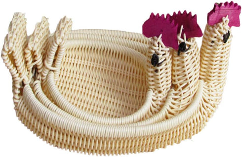 SEWACC Woven Storage Baskets 3 Pcs Rattan Woven Fruit Basket Straw Turkey Shape Bread Basket Wicker Decorative Bowl Food Basket Sundries Container...