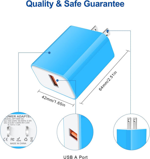 18W QC3.0 Fast Wall Charger Plug for Android Phone Fast Charging for Fire Tablet, Kindle, Samsung Galaxy J3 J5 J7 J8 S7 S6, PS4 Xbox LG K40 K20, M...