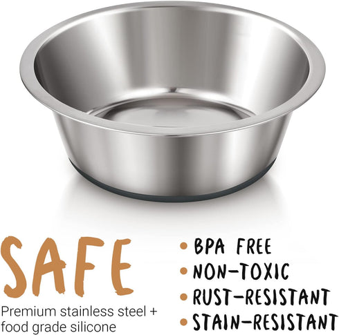 PEGGY11 Deep Stainless Steel Anti-Slip Dog Bowls - Single Pack, 3 Cups...