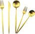 Matte Gold Silverware Set,Gugrida 5-Piece 18/10 Stainless Steel Satin Finish Flatware Set,Kitchen Utensil Set,Tableware Travel Cutlery Set for Cam...