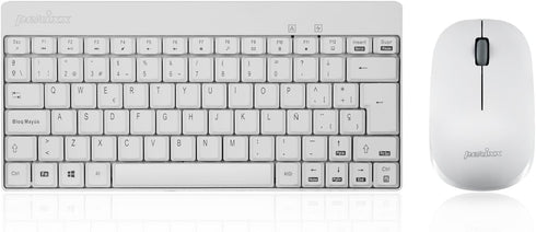 Perixx PERIDUO-712WES Mini Pack de Teclado y Ratón Inalámbrico Combo - Color Blanco - Español QWERTY...