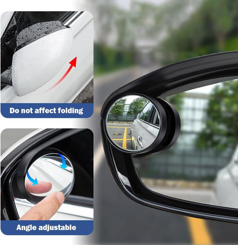 2PCS Car Blind Spot Mirror with Side Mirror Rain Guard,Carbon Fibre Rear View Mirror Rain Visor & 360° Adjustable HD Blindspot Mirror,Universal Au...