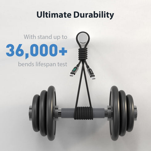 SOOPII 100W 10ft USB C to USB C Cable Fast Charge, Nylon Braided Cable with LED Display for lPhone 15/15 Pro/15 Plus/15 Pro Max,lPad Air,MacBook P...