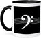 3dRose mug_232122_4 Black Bass clef F-clef on musical staves staff - music musician gift - Two Tone Black Mug, 11oz...