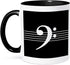 3dRose mug_232122_4 Black Bass clef F-clef on musical staves staff - music musician gift - Two Tone Black Mug, 11oz...