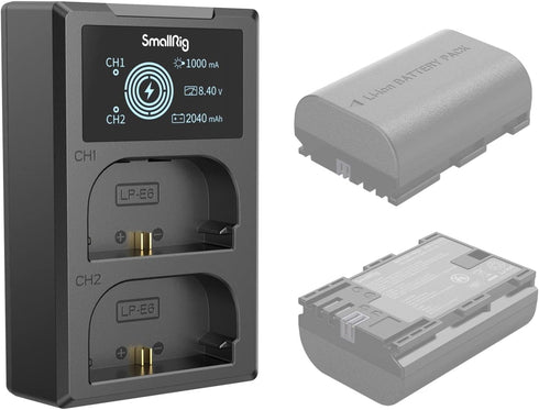 SmallRig LP-E6NH Dual Slot Battery Charger for Canon LP-E6NH Battery for Canon R7, R5, R5 C, R6, R, 5D IV/III/II, 6D, 6D II, 7D, 7D II, 60D, 70D, ...