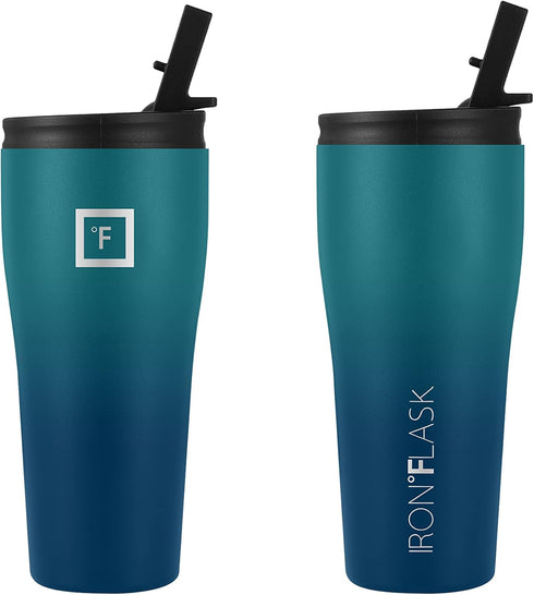 IRON °FLASK Rover Tumbler 2.0-2 Lids Vacuum Insulated Stainless Steel Bottle, Double Walled, Drinking Cup - Thermos Travel Mug - Dark Night, 32 Oz...