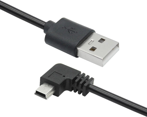 Right Angle Dash Cam Power Cord 11.5FT,90 Degree Mini USB Charging Cable 24AWG for Garmin Nuvi GPS,Canon Camera,Dash Cam etc Mini USB Devices(Blac...