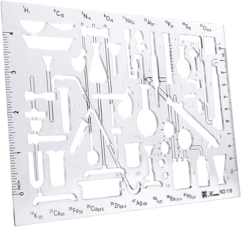 ZYHW Organic Chemistry Stencil Drawing Drafting Template Clear Plastic School Lab Laboratory Chemical Engineering Equipment Symbols...