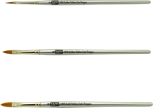 ZEM Brush Golden Taklon Cat's Tongue Brush Set...
