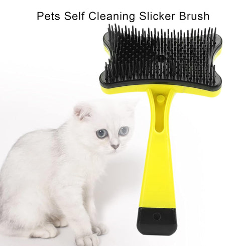 GLOGLOW Pet Grooming Brush, Self Cleaning Slicker Brush Short and Long Hair Shedding Brush for Dogs Cats Gently Removes Loose Undercoat(Yellow) Ha...