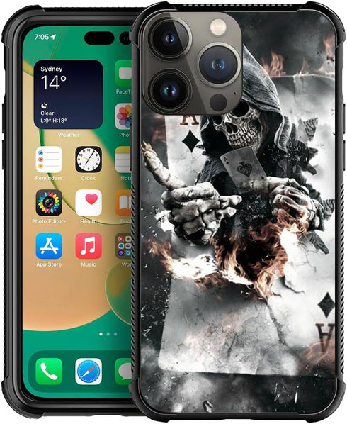 CARLOCA Compatible with iPhone 15 Pro Max Case,Skull Poker iPhone 15 Pro Max Cases Graphic Design Shockproof Anti-Scratch Drop Protection Case...