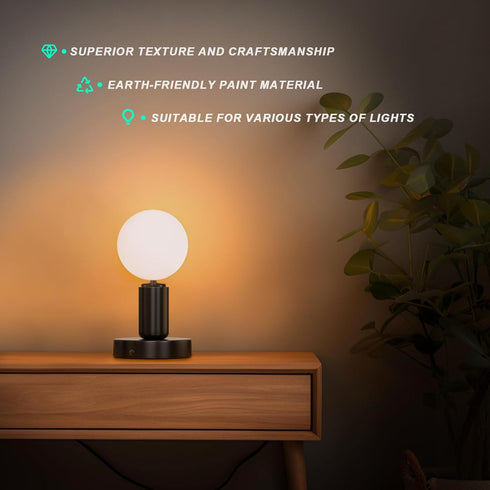 Hompavo 2 Polished Metal Desktop/Hanging Light Bulb Socket E26/E27 Lamp Base, Screw Light Bulb Extension Socket with 6 Feet Pure Copper Cord, On O...