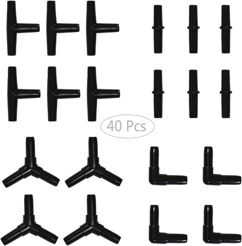 JIH Aquarium Airline Tubing Connectors Black Plastic,Standard 3/16" air tubing (J-Black4-40)...