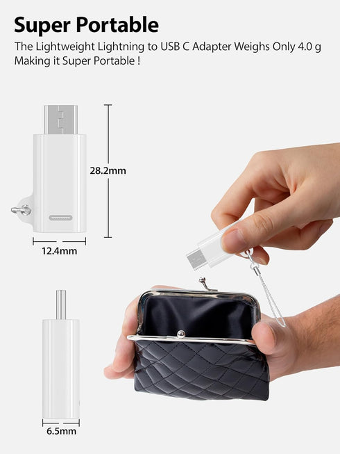 Lightning to USB C Adapter-3 Pack - PD35W Fast Charging - 480Mbps Data Transfer - Lightning Female to USB C Male Adapter for iPhone 15 Series, iPa...