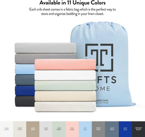 Tafts Crib Sheets, 100% Viscose derived from Bamboo Fitted, Girls, Boys & Unisex, 8 Inch Deep Pocket, Standard Crib & Toddler Mattress, Cooling, S...