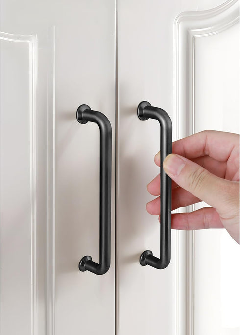 5 Pack 3-3/4 Inch Matte Black Kitchen Cabinet Handles Black Modern Cabinet Pulls Antique Dresser Drawer Pulls Farmhouse Kitchen Hardware for Cabin...