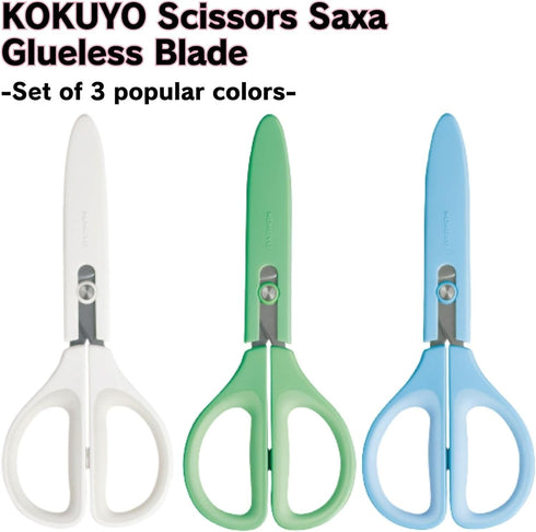 Scissors Saxa Glueless Blade 3 Color Set White, Green, Blue, And Sticky Note Set Hasa-P280W, Hasa-P280G, Hasa-P280B...