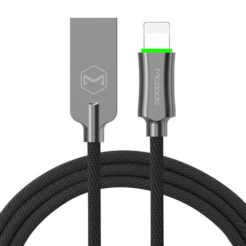 mcdodo Smart LED 4FT/1.2M Auto Disconnect Nylon Braided Sync Charge USB Data Cable Compatible Phone 14/13 Pro Max/12/11/XS Max/XS/8/7/7, 6/6, 6s/6...