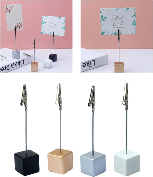 4Pcs Memo Clip Holders Stand with Alligator Clasp Pictures Card Paper Note Clip for Office Home Use, Office Memo Holders, Desk Accessories and Wor...