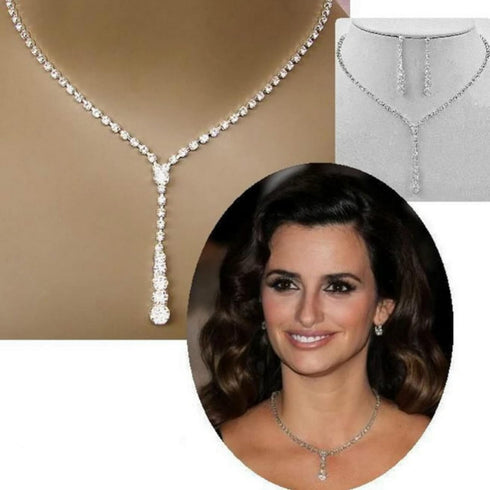 4 Pcs Bridal Jewelry Set for Wedding,Sliver Rhinestone Necklace Bracelet Dangle Earrings Prom Jewelry Sets for Bride,Bridesmaid Jewelry Set for Wo...