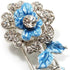 Silver Tone Crystal Rose Safety Pin Brooch (Blue)...
