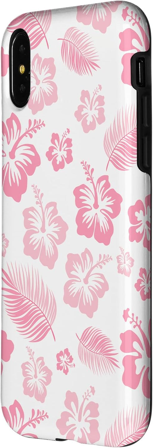 iPhone X/XS Pink Hibiscus Soft Girl Coquette Beach Tropical Floral y2k Case...