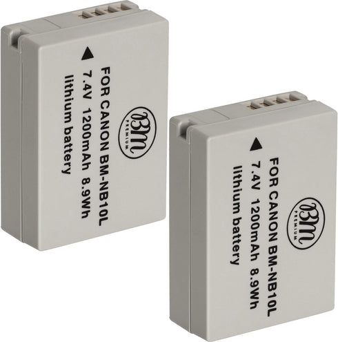 BM Premium (2 Pack NB-10L Battery for Canon PowerShot G1 X, G3-X, G15, G16, SX40 HS, SX50 HS, SX60 HS Digital Camera...